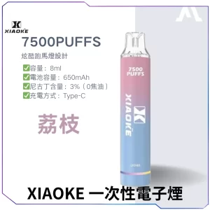 【17種口味】梟客XIAOKE 7500口一次性電子煙 - 荔枝
