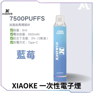 【17種口味】梟客XIAOKE 7500口一次性電子煙 - 黑加侖藍莓
